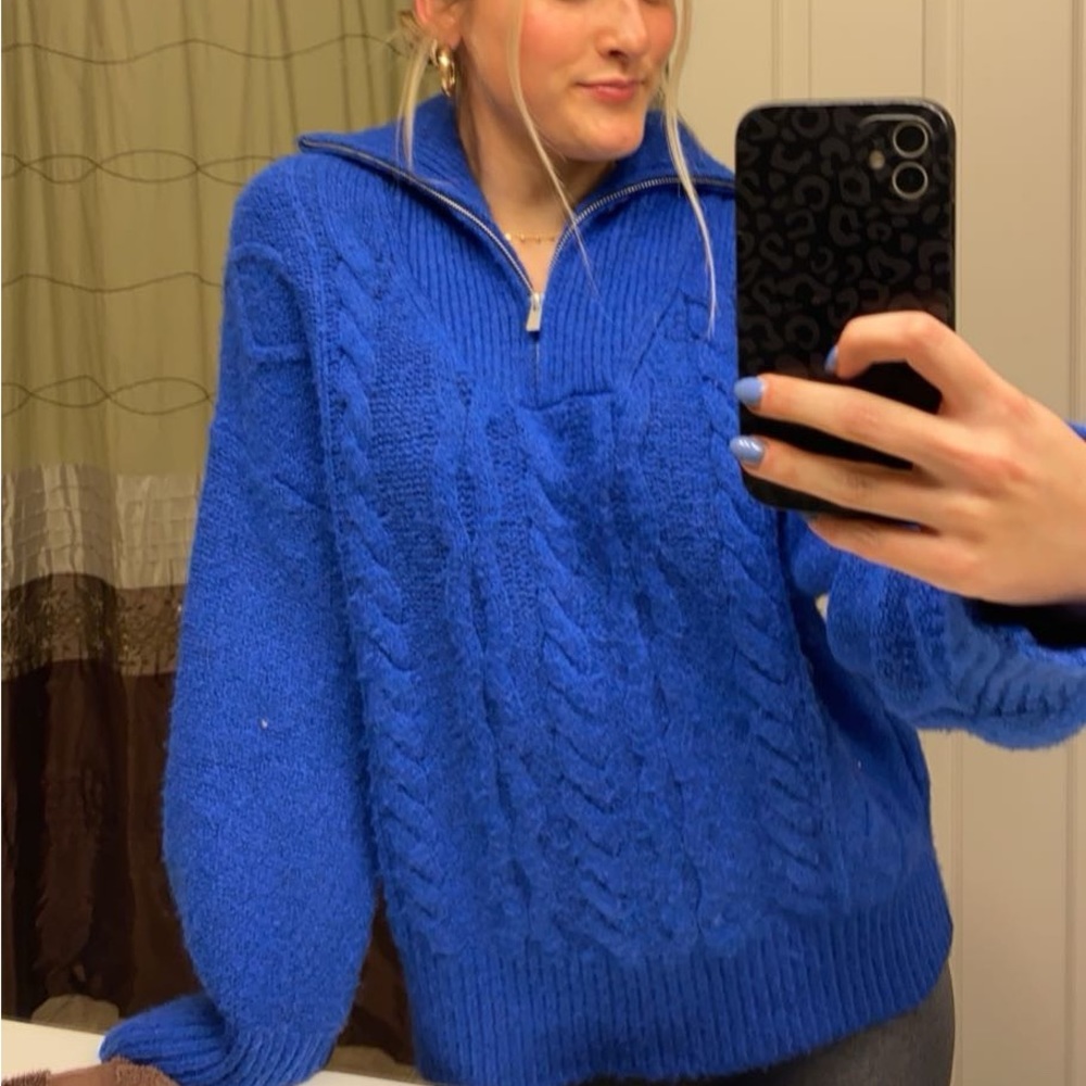 blue sweater